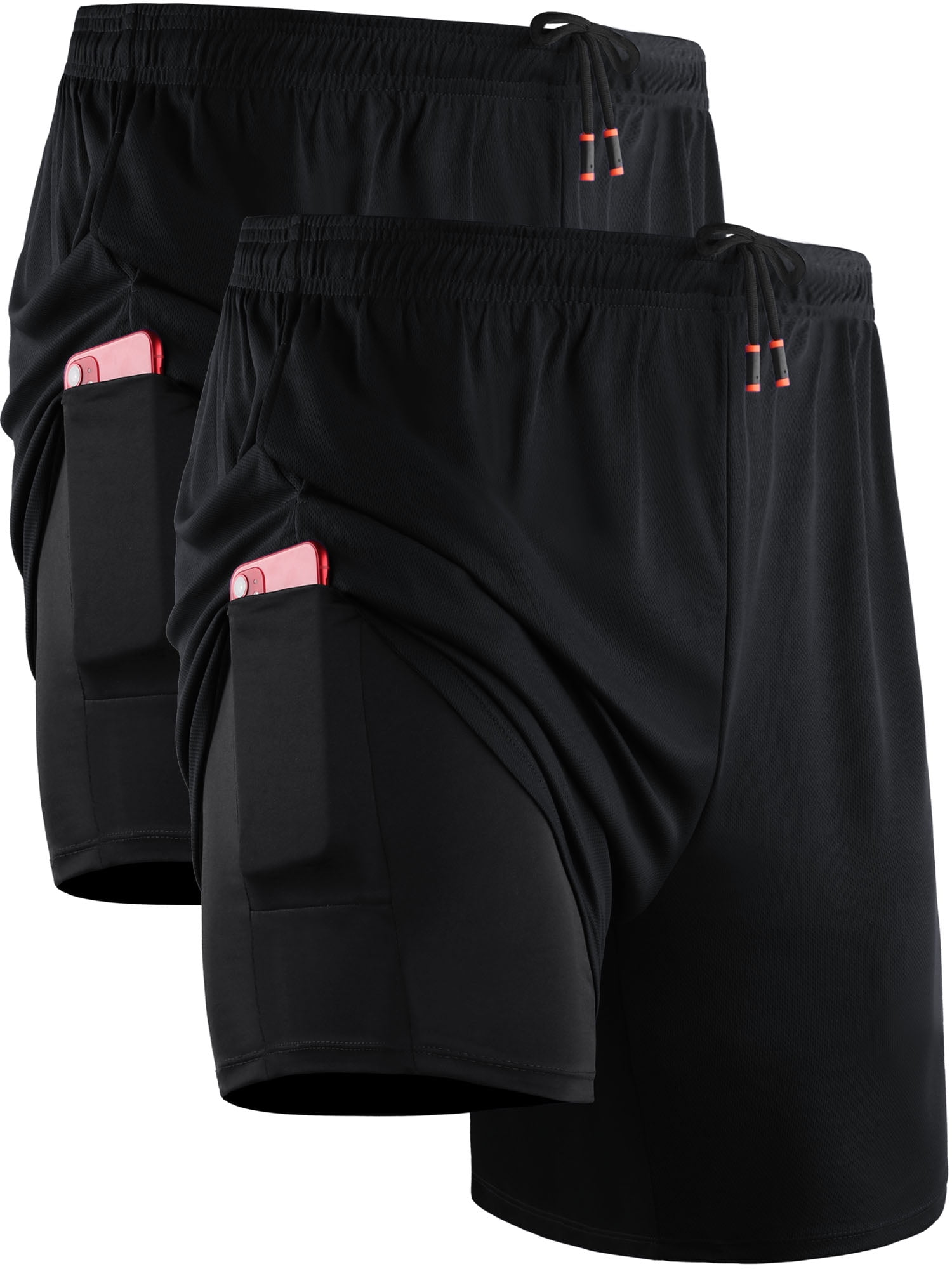 NELEUS Mens 2 in 1 Dry Fit Workout Shorts with Liner and Pockets,Black