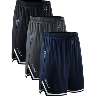 NELEUS Mens 6" Athletic Shorts Quick Dry Mesh Running Workout Shorts with Pockets,Black Gray Navy Blue,US Size 2XL