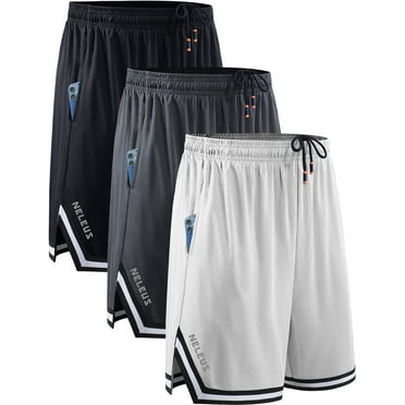 NELEUS Mens 6" Athletic Shorts Quick Dry Mesh Running Workout Shorts with Pockets,Black Gray White,US Size L