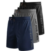 NELEUS Mens 7" Workout Running Shorts Athletic Shorts Lightweight with Pockets,Black+Gray+Navy Blue,US Size M