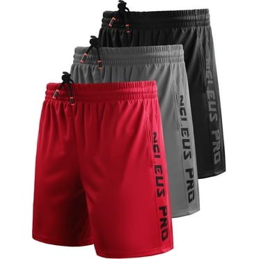 NELEUS Mens 7" Workout Running Shorts Athletic Shorts Lightweight with Pockets,Black+Gray+Red,US Size M