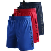 Mens 7" Workout Running Shorts Athletic Shorts Lightweight with Pockets,Blue+Navy Blue+Red,US Size XL