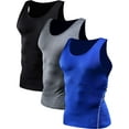 thumbnail image 1 of NELEUS Mens Plus Size Compression Tank Top Athletic Workout Base Layer Undershirt 3 Pack,Black+Gray+Blue,US Size 2XL, 1 of 5
