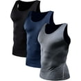 thumbnail image 1 of NELEUS Mens Compression Tank Top Athletic Workout Base Layer Undershirt 3 Pack,Black+Gray+Navy Blue,US Size S, 1 of 5