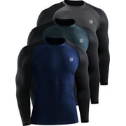 NELEUS Mens Dry Fit Long Sleeve Athletic Workout Shirts 3 Pack,Dark Gray+Navy Blue+Blackish Green,US Size 2XL