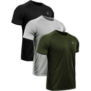 NELEUS Mens Dry Fit Mesh Athletic Shirts 3 Pack,Black+Gray+Olive Green,US Size S