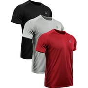 NELEUS Mens Dry Fit Mesh Athletic Shirts 3 Pack,Black+Gray+Red,US Size 3XL