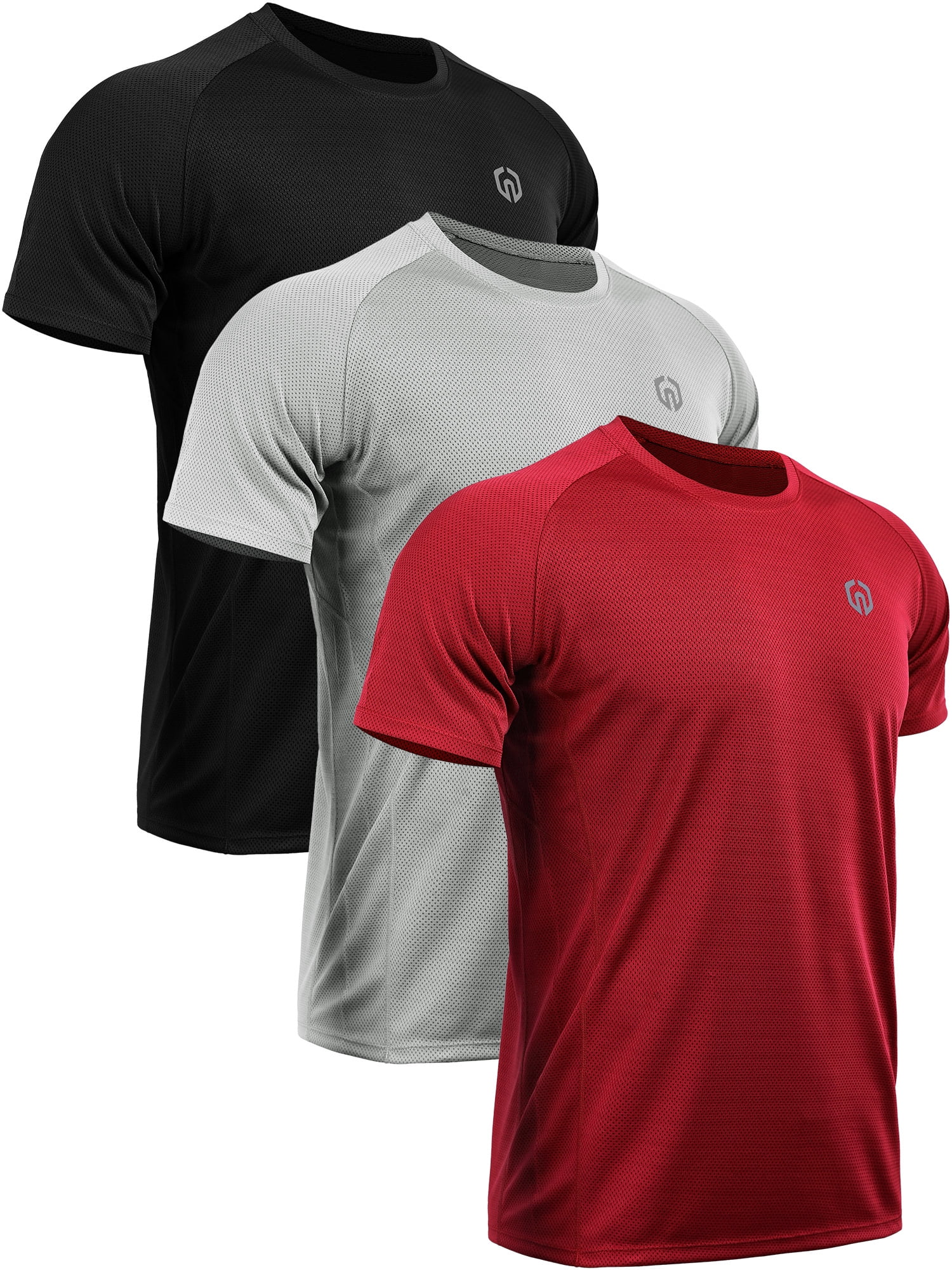 NELEUS Mens Dry Fit Mesh Athletic Shirts 3 Pack Black Gray Olive Green US Size S