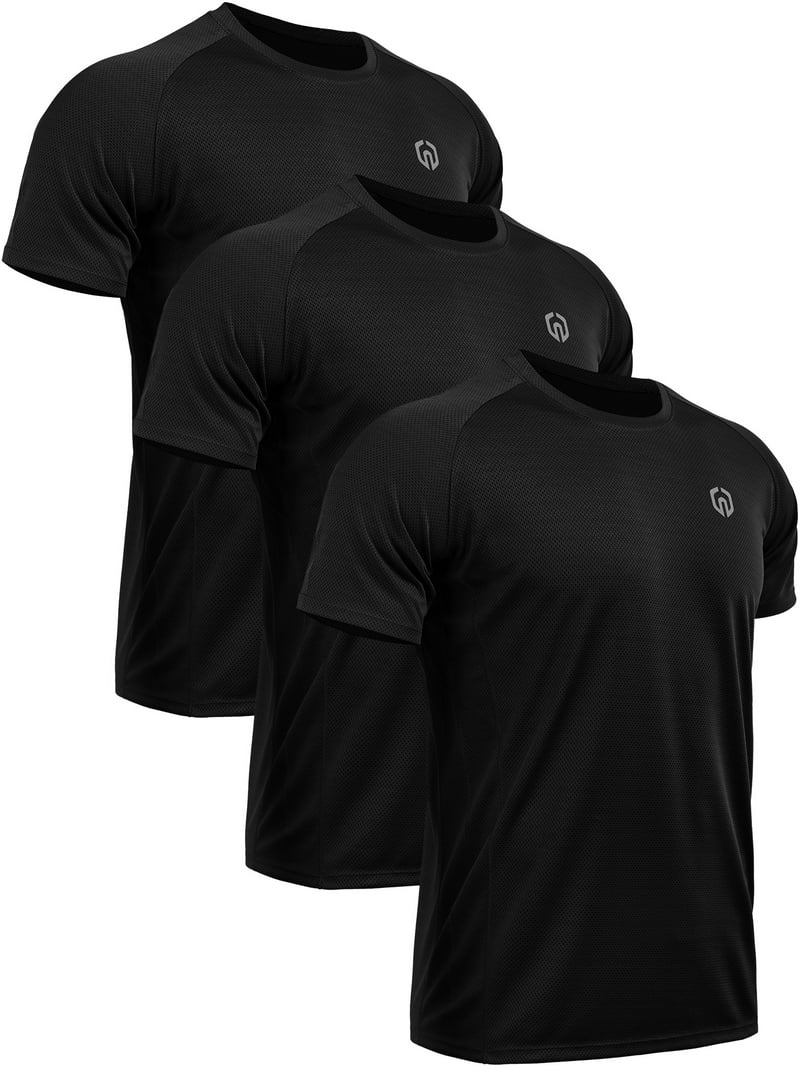 NELEUS Mens Dry Fit Mesh Athletic Shirts, Pack, Black, US Size