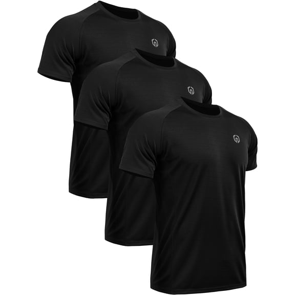 NELEUS Mens Dry Fit Mesh Athletic Shirts 3 Pack,Black,US Size L