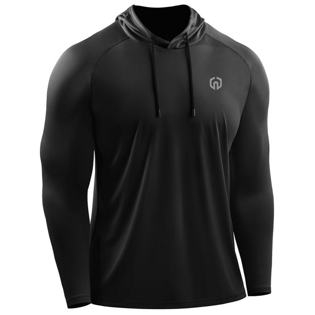 NELEUS Mens UPF 50+ Long Sleeve Shirts Hoodies Sun Protection Workout Dry Fit,Black,US Size XL