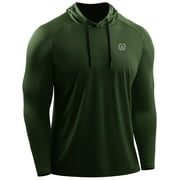 Mens UPF 50+ Long Sleeve Shirts Hoodies Sun Protection Workout Dry Fit,Olive Green,US Size XL