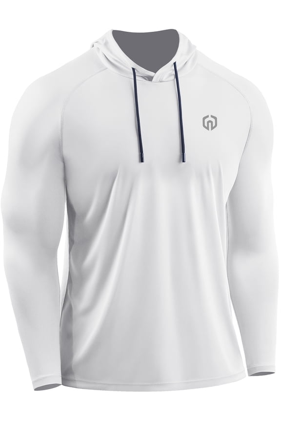 Mens Plus Size UPF 50+ Long Sleeve Shirts Hoodies Sun Protection Workout Dry Fit,White,US Size 3XL