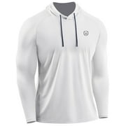 NELEUS Mens Plus Size UPF 50+ Long Sleeve Shirts Hoodies Sun Protection Workout Dry Fit,White,US Size 3XL