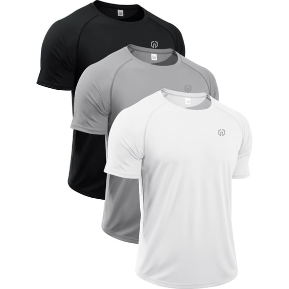 NELEUS Mens UPF 50+ Shirt SPF Sun Protection Quick Dry Short Sleeve Shirt 3 Pack,Black+Gray+White,US Size XL