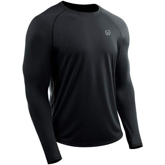 NELEUS Mens UPF 50  Sun UV Protection Shirts for Fishing Hiking Workout Long Sleeve with Thumb Hole,Black,US Size XL