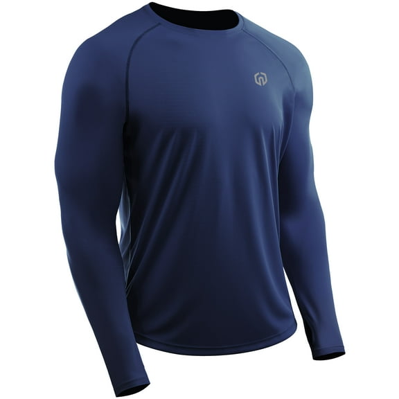 NELEUS Mens UPF 50  Sun UV Protection Shirts for Fishing Hiking Workout Long Sleeve with Thumb Hole,Navy Blue,US Size 2XL