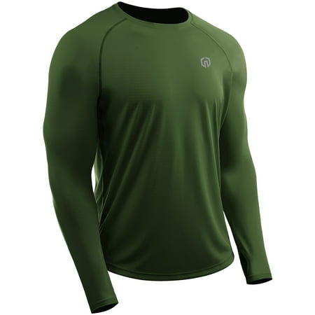 NELEUS Mens UPF 50+ Sun UV Protection Shirts for Fishing Hiking Workout Long Sleeve with Thumb Hole,Olive Green,US Size XL
