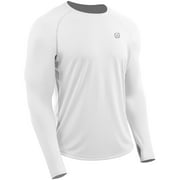 NELEUS Mens UPF 50+ Sun UV Protection Shirts for Fishing Hiking Workout Long Sleeve with Thumb Hole,White,US Size L
