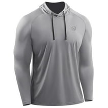 NELEUS Mens Workout Long Sleeve Shirts UPF 50+ Sun Protection Dry Fit Hoodies,Gray,US Size M