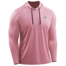 NELEUS Mens Workout Long Sleeve Shirts UPF 50+ Sun Protection Dry Fit Hoodies,Pink,US Size XL