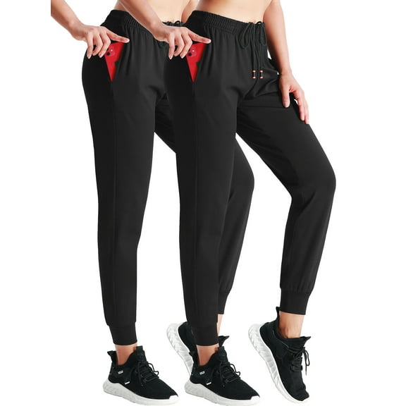 NELEUS Women's High Waist Sweatpants Running Workout Pants with Pockets Relaxed Fit,Black+Black,US Size L