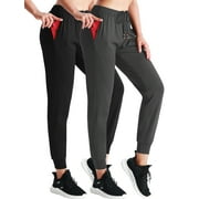 NELEUS Women's High Waist Sweatpants Running Workout Pants with Pockets Relaxed Fit,Black+Gray,US Size S