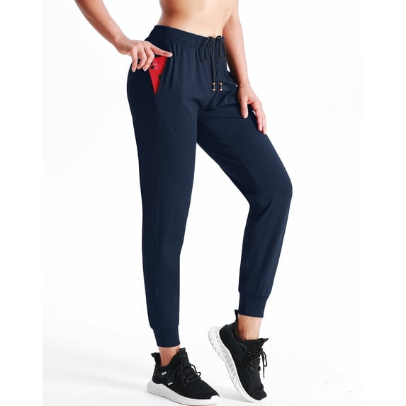 NELEUS Women's High Waist Sweatpants Running Workout Pants with Pockets Relaxed Fit,Navy Blue,US Size XL