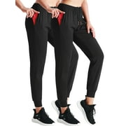 NELEUS Women's High Waist Sweatpants Running Workout Pants with Pockets Relaxed Fit,Black+Black,US Size S