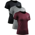 thumbnail image 1 of NELEUS Women's Quick Dry Workout Athletic Shirt Yoga Tops Raglan Short Sleeves Slim Fitting,Black+Gray+Red Wine,US Size M, 1 of 8