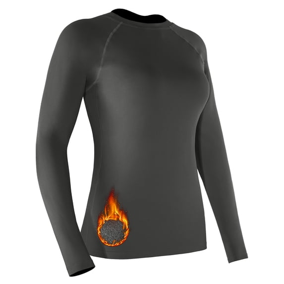 NELEUS Womens Plus Size Stretch Thermal Fleece Shirts Long Sleeve Workout Tops Running Athletic Base Layer,Dark Gray,US Size 2XL