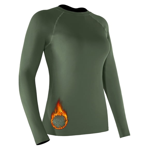 NELEUS Women's Stretch Thermal Warm Shirts Long Sleeve Workout Tops Running Athletic Base Layer,Dark Green,US Size M