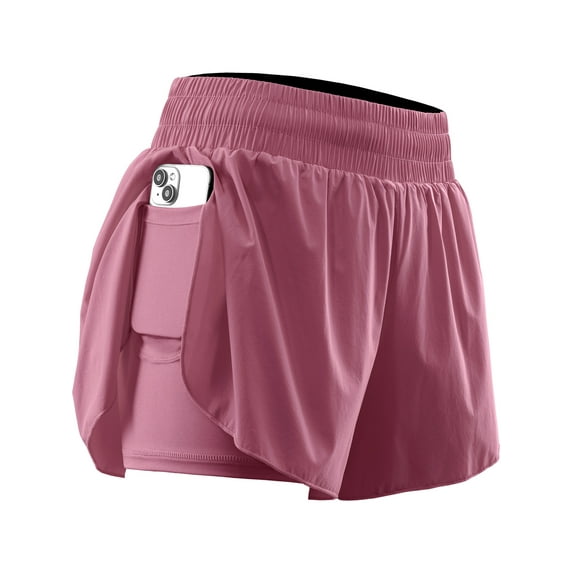 NELEUS Womens 2 in 1 Workout Yoga Shorts for Athletic Gym Running Casual Summer Short with Pocket,Purple,US Size M