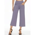 thumbnail image 1 of NELEUS Womens 25" Wide Leg Capri Pants Yoga Legging High Waist Cropprd Pants with Pockets,Light Purple,US Size S, 1 of 12