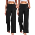 thumbnail image 1 of NELEUS Womens Plus Size 29" Wide Leg Pants Athletic Yoga Leggings Casual Sweatpants Stretch Dress with Pockets,Black+Black,US Size 2XL, 1 of 10