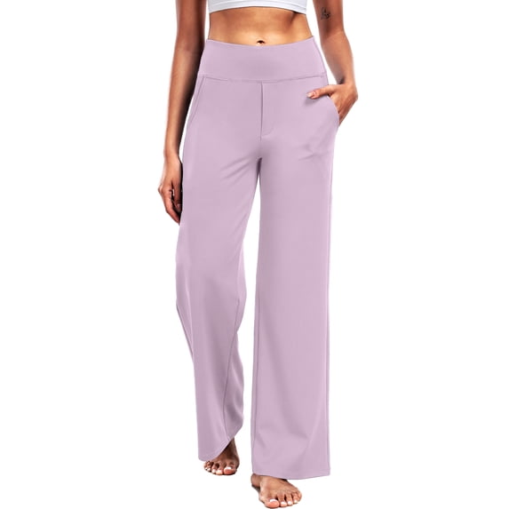 NELEUS Womens 29" Wide Leg Pants Athletic Yoga Leggings Casual Sweatpants Stretch Dress with Pockets,Light Pink,US Size S