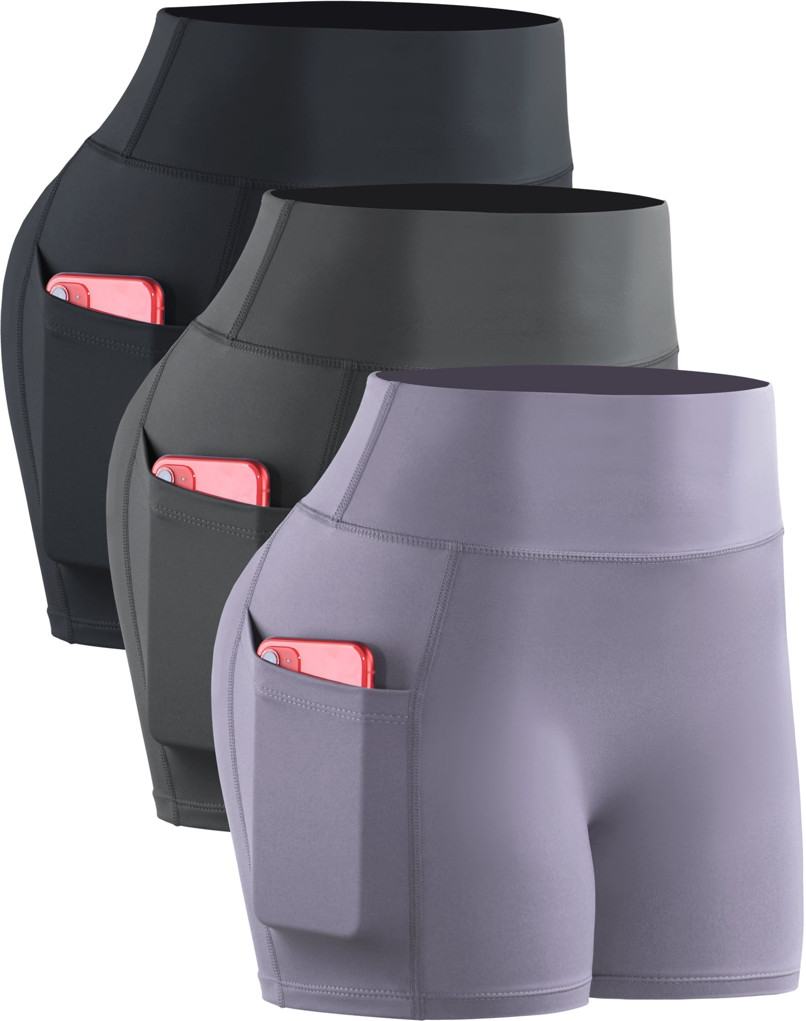 NELEUS Womens 3" Spandex Booty Shorts for Yoga High Waist Tummy Control