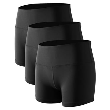 NELEUS Womens 3" Spandex Booty Shorts for Yoga Gym Cheer High Waist with Inner Waistband Pocket 3 Pack,Black,US Size XL