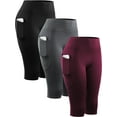 thumbnail image 1 of NELEUS Womens 3 Pack Capri Shorts 14" Knee Length with Pockets High Waist Stretch for Yoga Workout Exercise,Black+Gray+Wine Red,US Size M, 1 of 9
