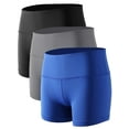 thumbnail image 1 of NELEUS Womens 3" Spandex Booty Shorts for Yoga Gym Cheer High Waist with Inner Waistband Pocket 3 Pack,Black+Gray+Blue,US Size 2XL, 1 of 7