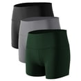 thumbnail image 1 of NELEUS Womens 3" Spandex Booty Shorts for Yoga Gym Cheer High Waist with Inner Waistband Pocket 3 Pack,Black+Gray+Dark Green,US Size XL, 1 of 7