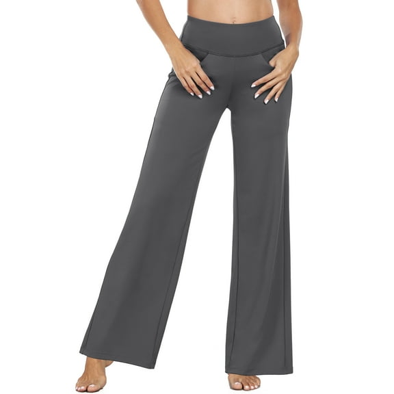 NELEUS Womens 31" Wide Leg Pants Athletic Yoga Stretch Loose Legging Casual Sweatpants with Pockets,Gray,US Size XL