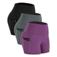 thumbnail image 1 of NELEUS Womens 4" High Waist Athletic Spandex Shorts for Yoga with Pockets 3 Packs,Black+Gray+Purple,US Size S, 1 of 9