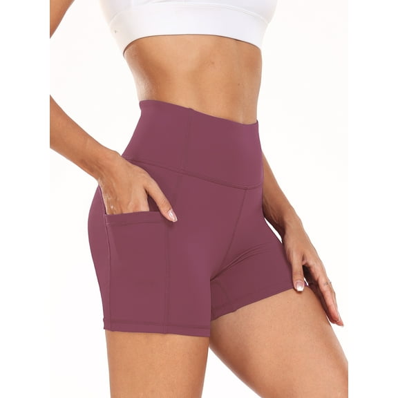 NELEUS Womens 4" Spandex Booty Shorts Yoga Workout Athletic Shorts High Waist with Pockets,Lavender Pinkish Purple,US Size 2XL