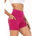 thumbnail image 1 of NELEUS Womens 4" Spandex Booty Shorts Yoga Workout Athletic Shorts High Waist with Pockets,Rose Red,US Size M, 1 of 9