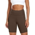 thumbnail image 1 of NELEUS Womens 8" High Waist Spandex Shorts Yoga Workout Biker Athletic Shorts with Pockets,Coffee Brown,US Size M, 1 of 9