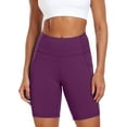 thumbnail image 1 of NELEUS Womens 8" High Waist Spandex Shorts Yoga Workout Biker Athletic Shorts with Pockets,Purple,US Size S, 1 of 9