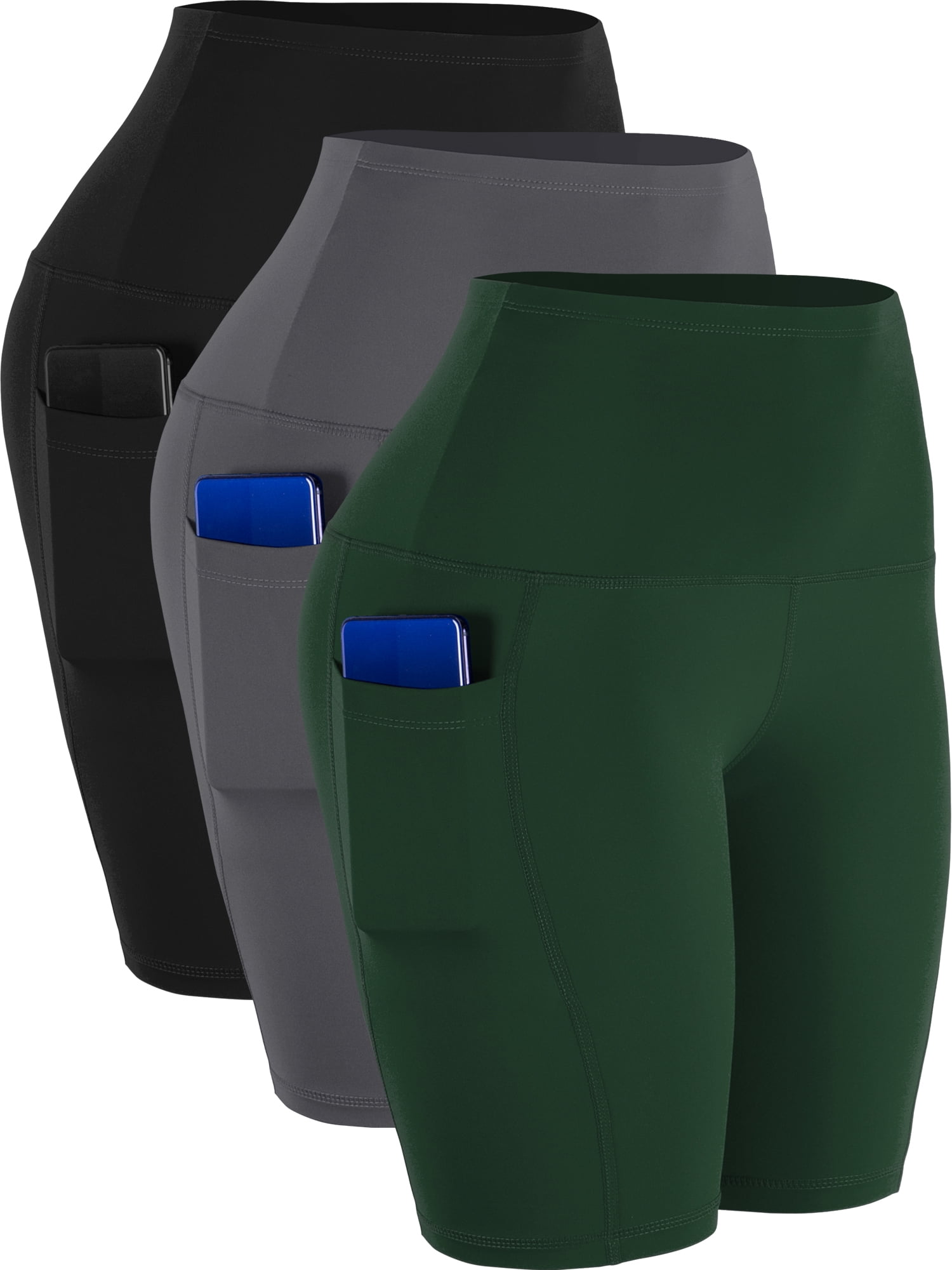 NELEUS Womens 9" Bike Compression Short High Waist for Yoga Workout with Big Pockets 3 Pack