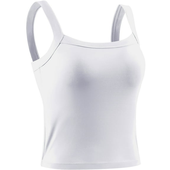 NELEUS Womens Athletic Cropped Tank Top with Built in Bra Camisole for Layer Stretch Wider Strap,White,US Size 2XL