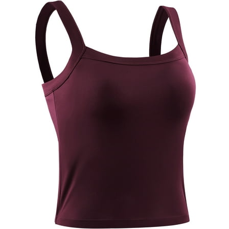 NELEUS Womens Athletic Cropped Tank Top with Built in Bra Camisole for Layer Stretch Wider Strap,Wine Red,US Size XL